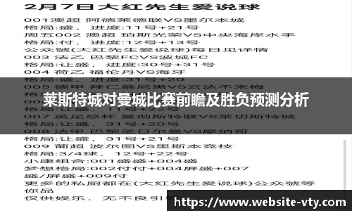 莱斯特城对曼城比赛前瞻及胜负预测分析